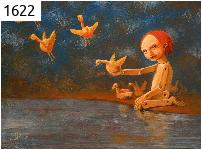 Chłopiec ożywiający gliniane ptaki